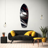 Baseball Liquid Swirl Black Red Glass Wall Art.