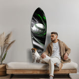 Baseball Liquid Swirl Black Green Glass Wall Art.