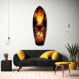 Basketball Sunset Cityscape Drip Glass Wall Art.