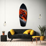 Snowboarder Fire Trail Adrenaline Glass Wall Art.