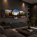 Tableau en verre 3 pièces Golden Cliffs Mountain Valley - 188x60 cm