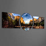 Golden Cliffs Mountain Valley 3 Piece Glass Wall Art