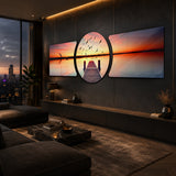 Tableau en verre 3 pièces Sunset Pier Flying Birds - 188x60 cm