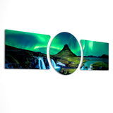Green Aurora Mountain Night 3 Piece Glass Wall Art
