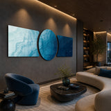 3-teiliges Glasbild Flowing Blue Ocean Abstract - 188x60 cm