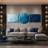 Flowing Blue Ocean Abstract 3 Piece Glass Wall Art