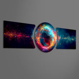 Glowing Cosmic Planet 3 Piece Glass Wall Art