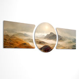 Misty Golden Mountain Valley 3 Piece Glass Wall Art