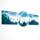 Crashing Blue Ocean Wave 3 Piece Glass Wall Art
