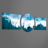 Crashing Blue Ocean Wave 3 Piece Glass Wall Art