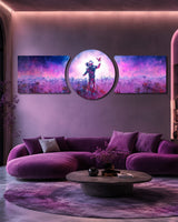 3-teiliges Glasbild Astronaut and Butterfly Pink Dream - 188x60 cm
