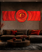 Cuadro de cristal de 3 piezas Crimson Swirl Vortex - 188x60 cm