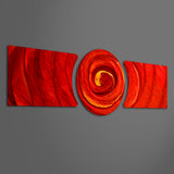Crimson Swirl Vortex 3 Piece Glass Wall Art