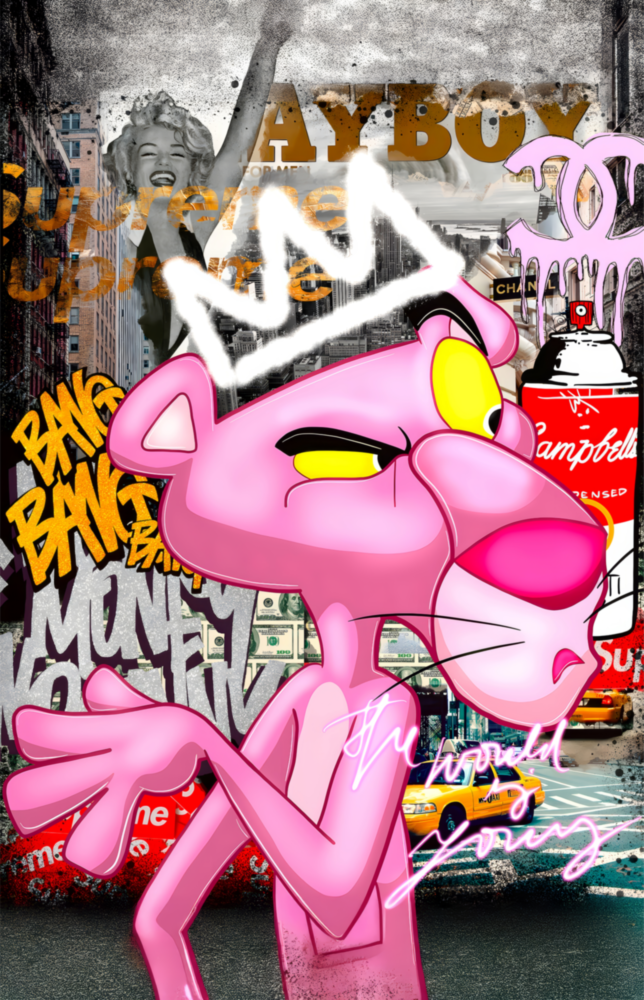 The Pink Panther's City States Glass Wall Art || Designer Collection