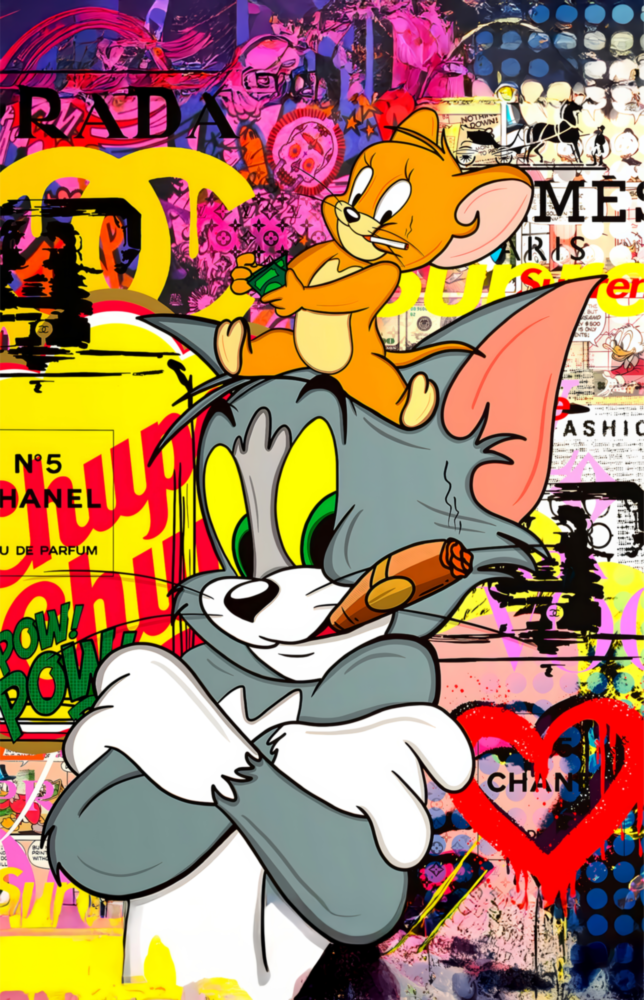 Tom and Jerry: Street Art Glass Wall Art || Designer Collection
