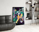 Bugs and Lola: The Graffiti Dance of Love Glass Wall Art || Designer Collection