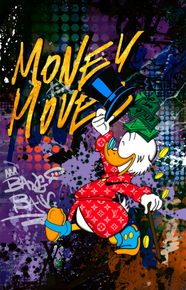 MONEY MOVE: Luxury Duck Glass Wall Art || Designer Collection