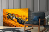 AMG's Fire Yellow Speed Glass Wall Art || Designer Collection