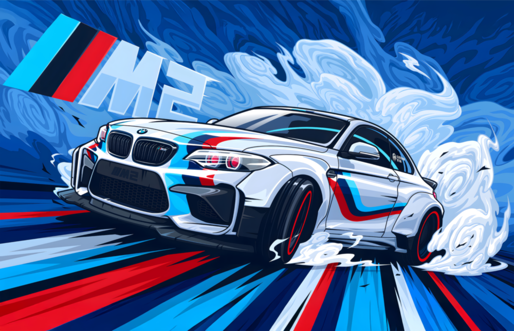 BMW M2 Dance of Speed Glass Wall Art || Designer Collection