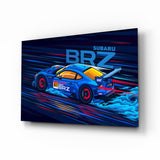 Subaru BRZ Blue Speed Glass Wall Art || Designer Collection