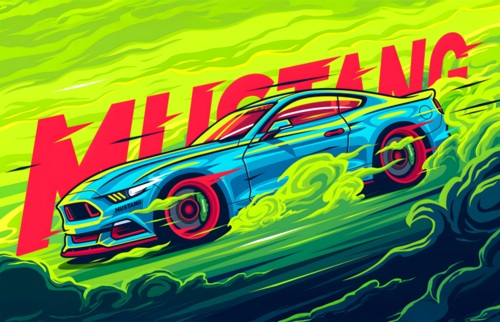 Roaring Mustang Glass Wall Art || Designer Collection