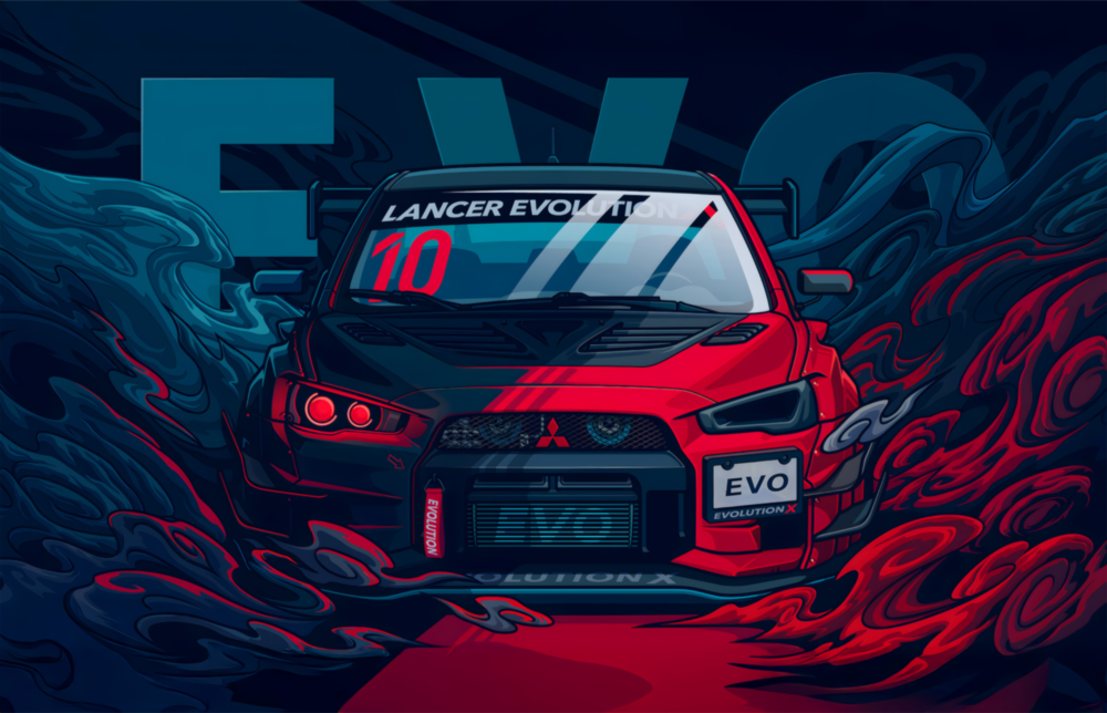 EVO X Red Storm Glass Wall Art || Designer Collection