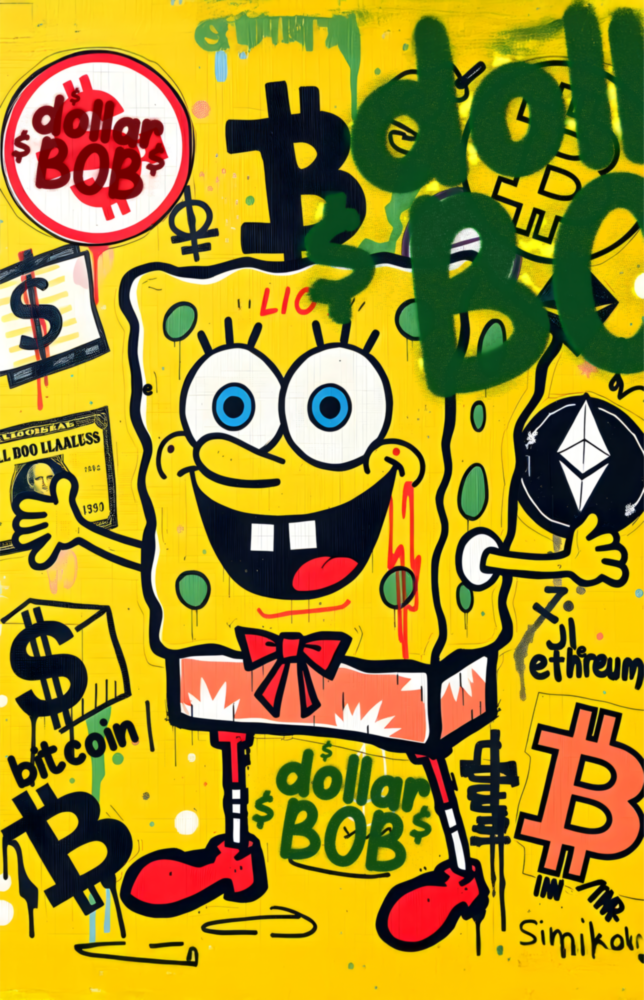 Crypto SpongeBob Glass Wall Art || Designer Collection
