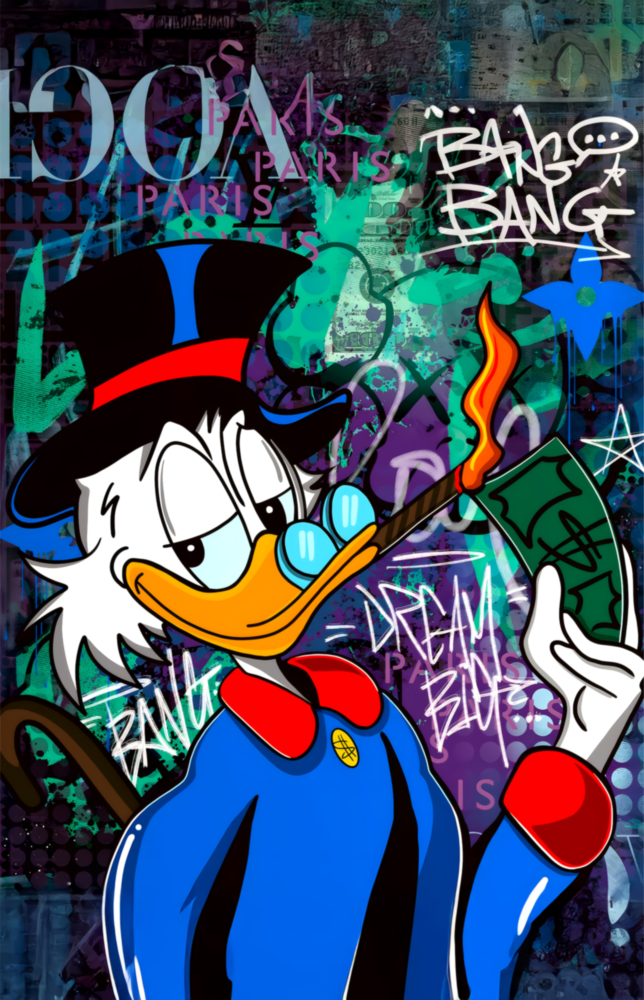 The Luxury Rebel Scrooge Glass Wall Art || Designer Collection