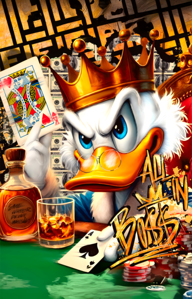 Scrooge King of Poker Glass Wall Art || Designer Collection