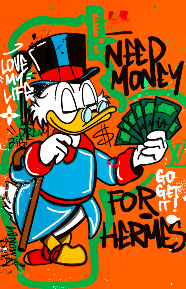 Hermes' Scrooge Glass Wall Art || Designer Collection