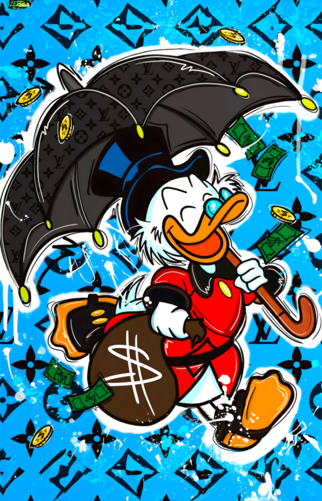 Scrooge's Money Rain Glass Wall Art || Designer Collection