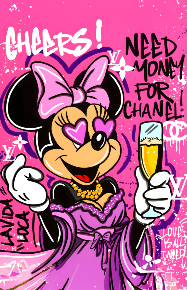 Minnie and Champagne Glass Wall Art || Designer Collection
