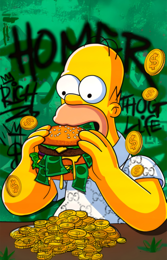 Homer The Taste of Greed Glass Wall Art || Designer Collection