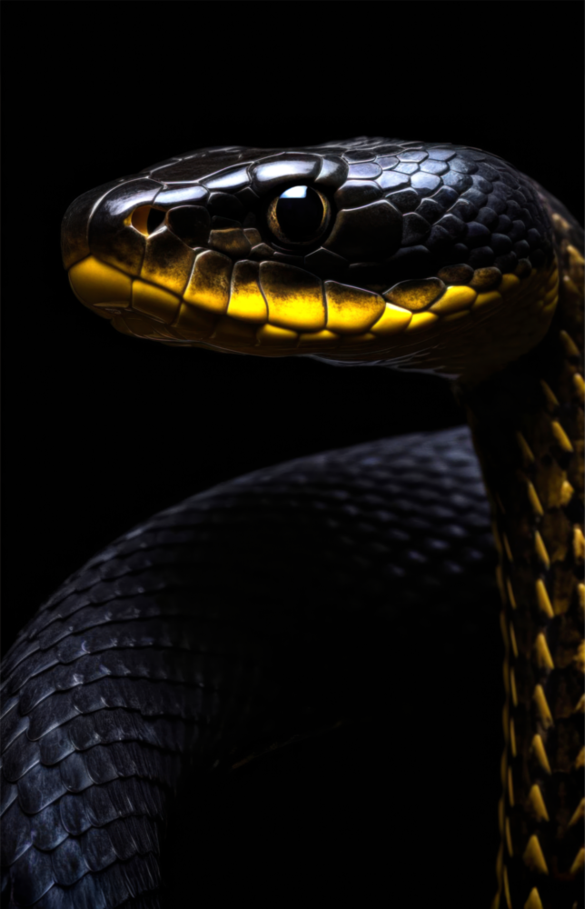 Black and Yellow Viper Glass Wall Art || Designer Collection