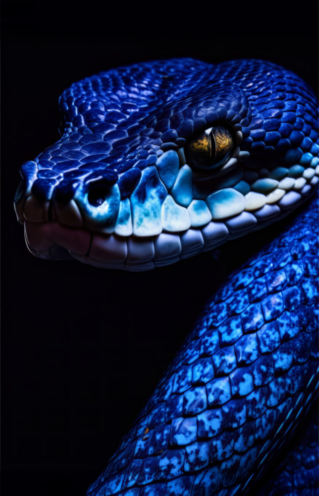 Eyes of the Blue Viper Glass Wall Art || Designer Collection