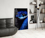 Eyes of the Blue Viper Glass Wall Art || Designer Collection