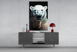 Polar Bear's Gaze Glass Wall Art || Designer Collection