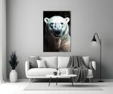 Polar Bear's Gaze Glass Wall Art || Designer Collection