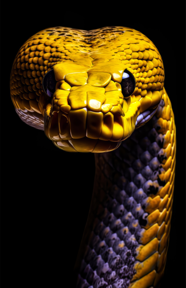 Golden Headed Snake Glass Wall Art || Designer Collection