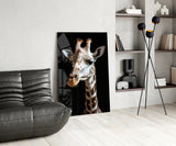 Light Colored Giraffe Portrait Glass Wall Art || Designer Collection