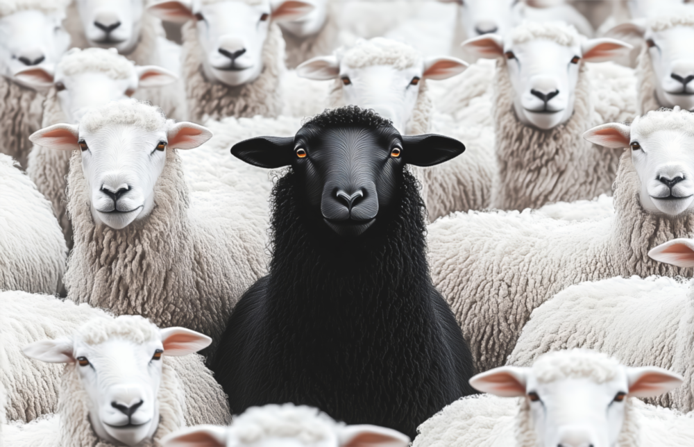 The Difference of the Black Lamb Flock Glass Wall Art || Designer Collection