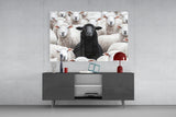 The Difference of the Black Lamb Flock Glass Wall Art || Designer Collection