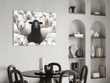 The Difference of the Black Lamb Flock Glass Wall Art || Designer Collection