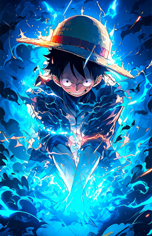 Luffy Blue Lightning Glass Wall Art || Designer Collection