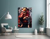 Luffy on the throne Glass Wall Art || Designer Collection