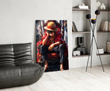 Luffy on the throne Glass Wall Art || Designer Collection