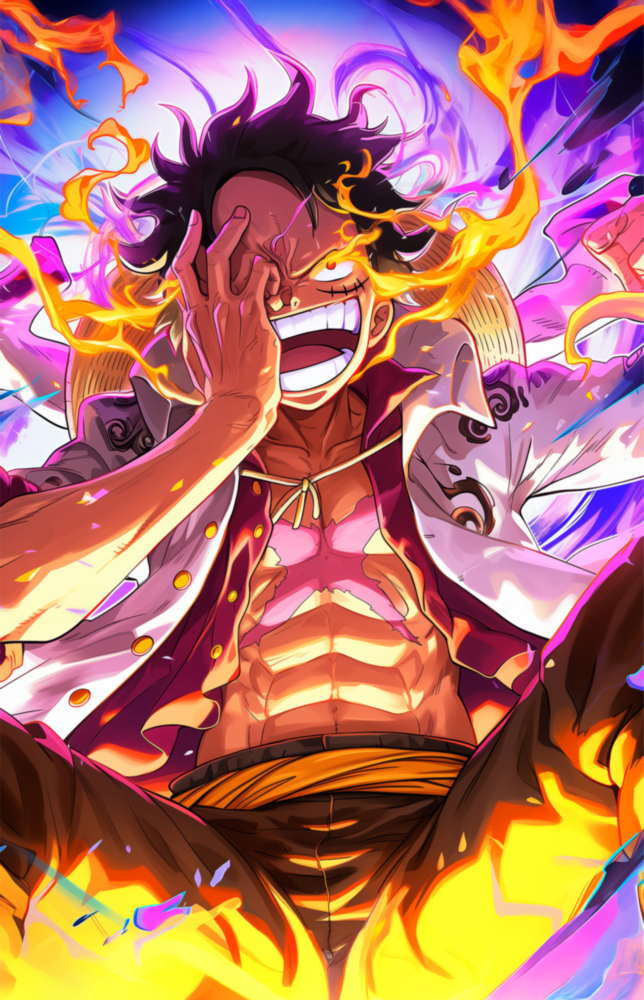 Luffy Flame of Joy Glass Wall Art || Designer Collection