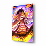 Luffy Flame of Joy Glass Wall Art || Designer Collection