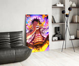 Luffy Flame of Joy Glass Wall Art || Designer Collection
