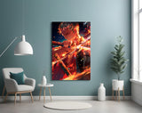Zoro in Flames Glass Wall Art || Designer Collection